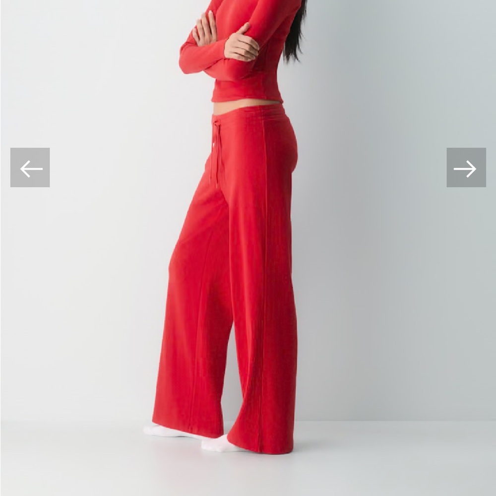 Aritzia homestretch rib cherry red Wide-Leg Drawstring Pants - Women